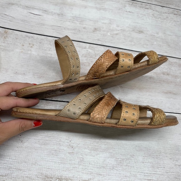 BedStu Henna Womens Leather Strappy Flat Sandals Size 8 Tan - Picture 2 of 12